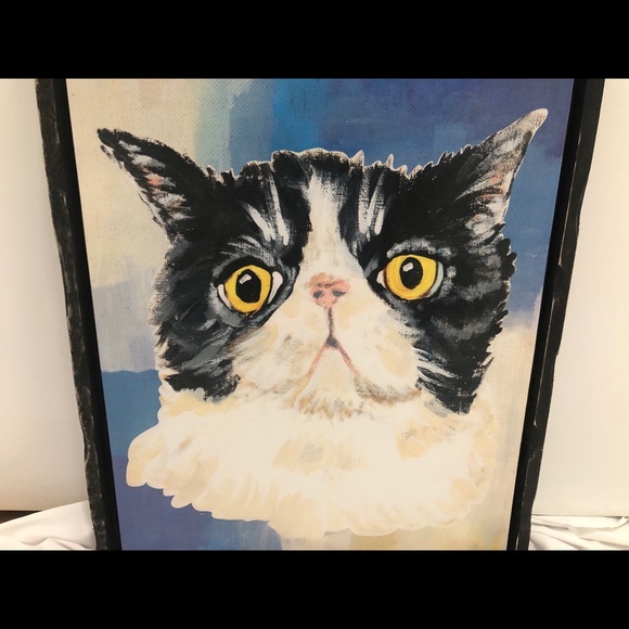 Urban Barn Printed Cat on Canvas Frame - Picture 1 of 7